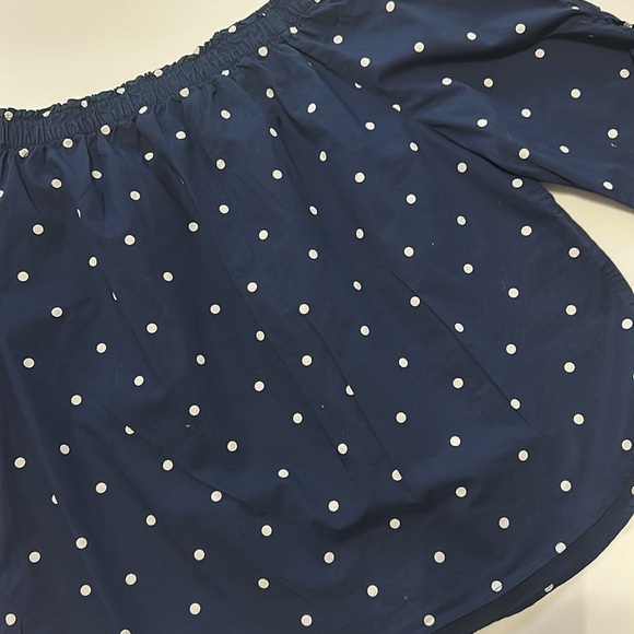 Navy Polka Dot Off-Shoulder Top - Picture 7 of 8